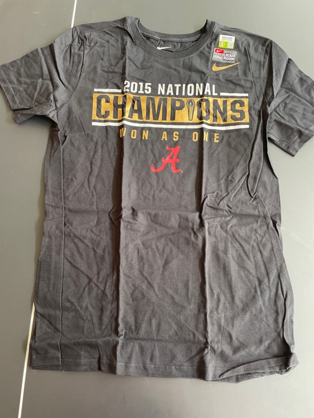 Nike Black T-Shirt with Gold and Red Championship Print